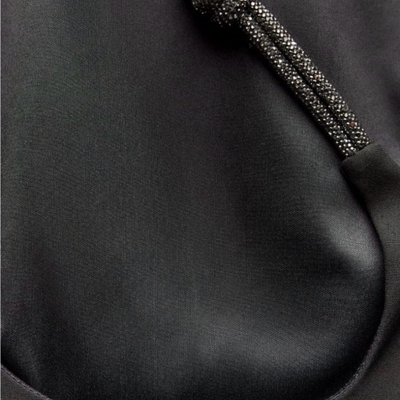 Zara Woman Rhinestone Shiny Back Cord Details Black Halter Dress Size M - Picture 9 of 15